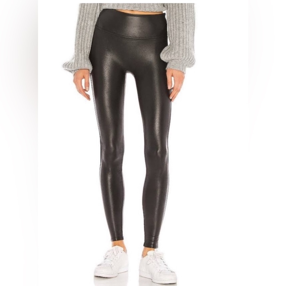 NWOT SPANX Faux Leather Black Leggings Size Small Petite